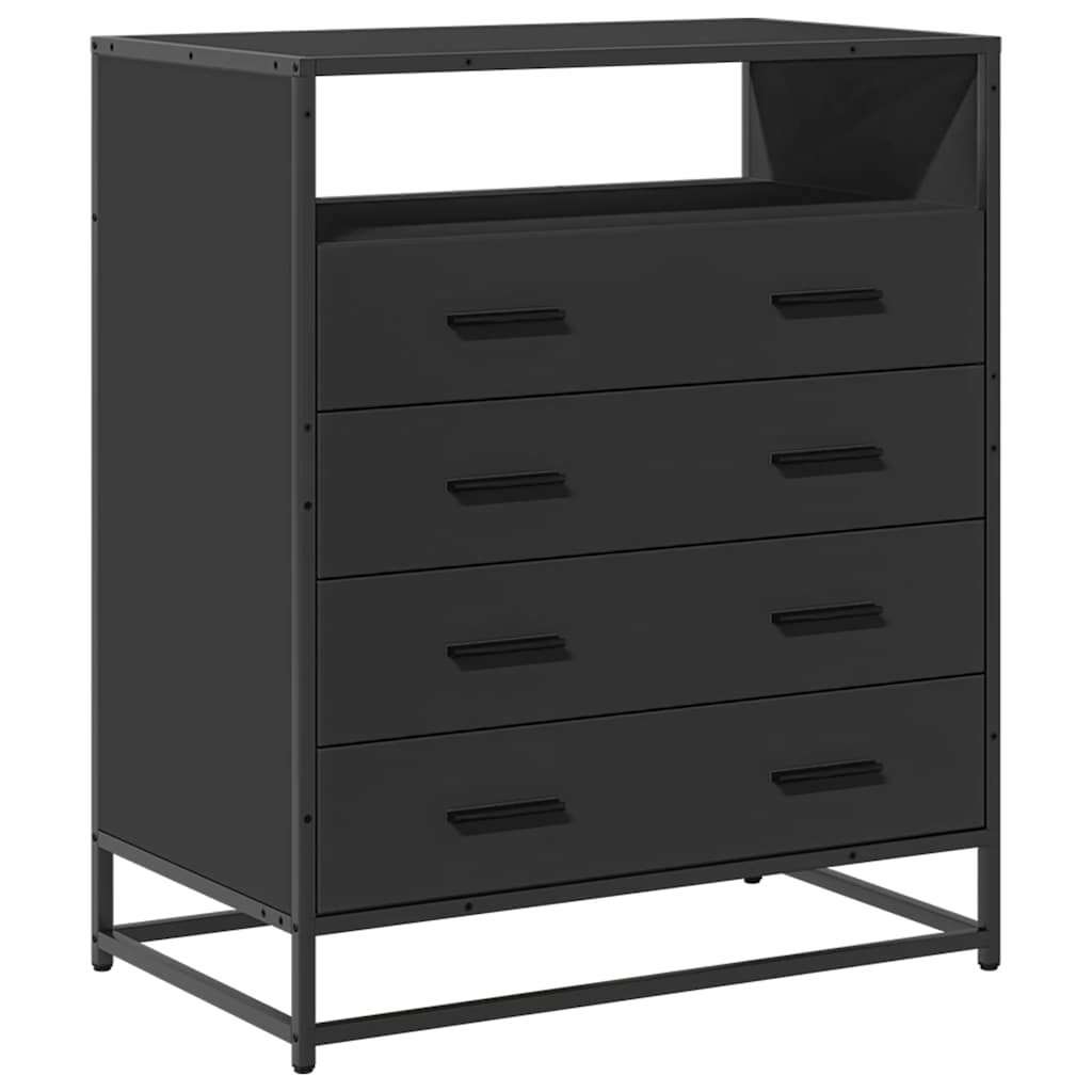 Drawer Cabinet Black 70x41x83.5 cm Engineered Wood